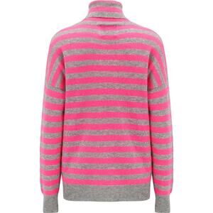 JUMPER 1234 Stripe Roll Collar Jumper - Grey/Pink - Size 1
